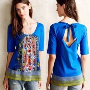 Akemi + Kin Anthropologie | Brilliant Bow Tie Back Top Size XS Open Back Floral